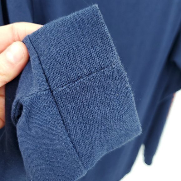 Men's Patagonia Long Sleeve T-Shirt S Blue/Red Logo Sleeve Spellout - Picture 13 of 16